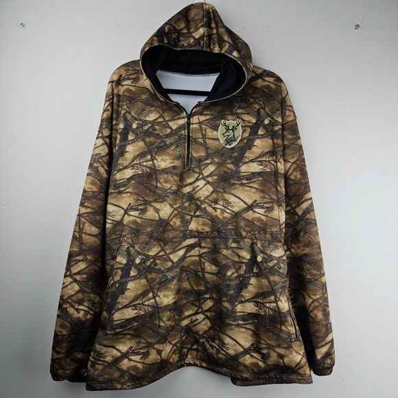 CAMO HOODIE 1/4 ZIP Mt. Dew Logo Mens 2XL Hunting Fishing Outdoors - Picture 1 of 11
